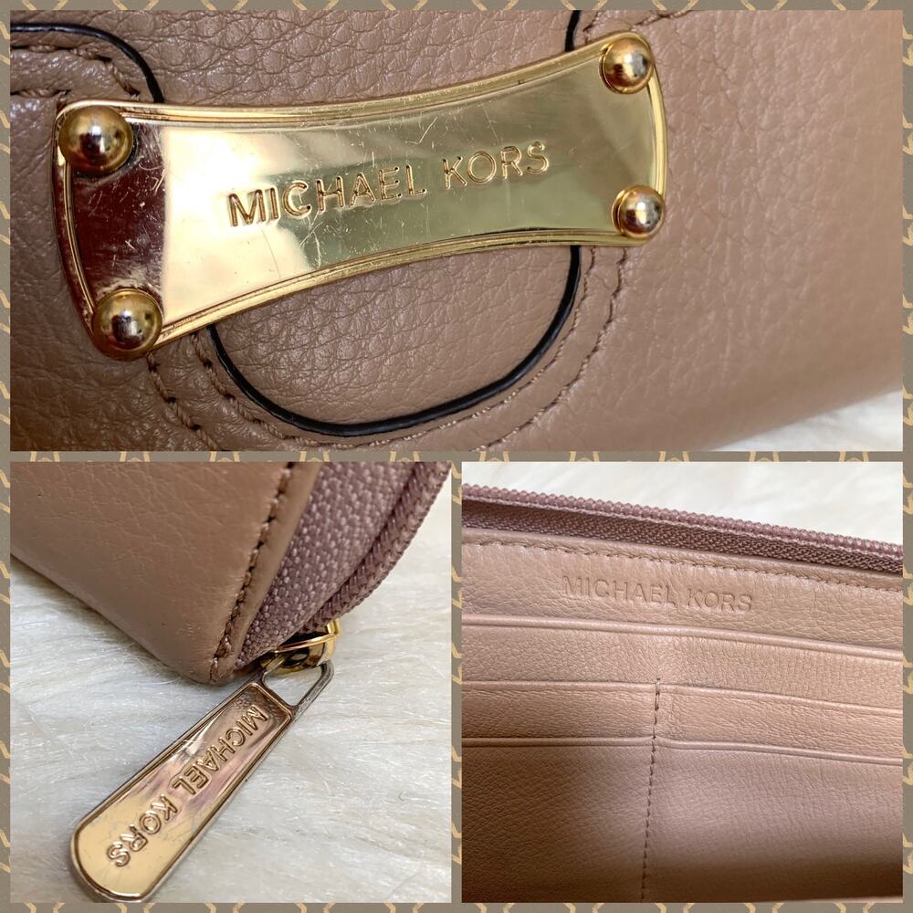 MICHAEL KORS Dark Khaki Taupe Leather Zip Around SARATOGA Continental Wallet - Picture 12 of 16